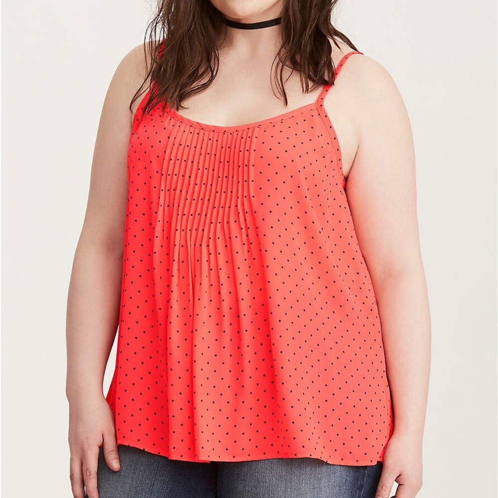 Torrid cami tank top coral orange pink Black polka dot women’s plus size 4x